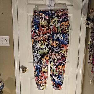 Fresh Prints‎ of Bel Air Jogger Pants Mens Medium Black Colorful Graphic Print